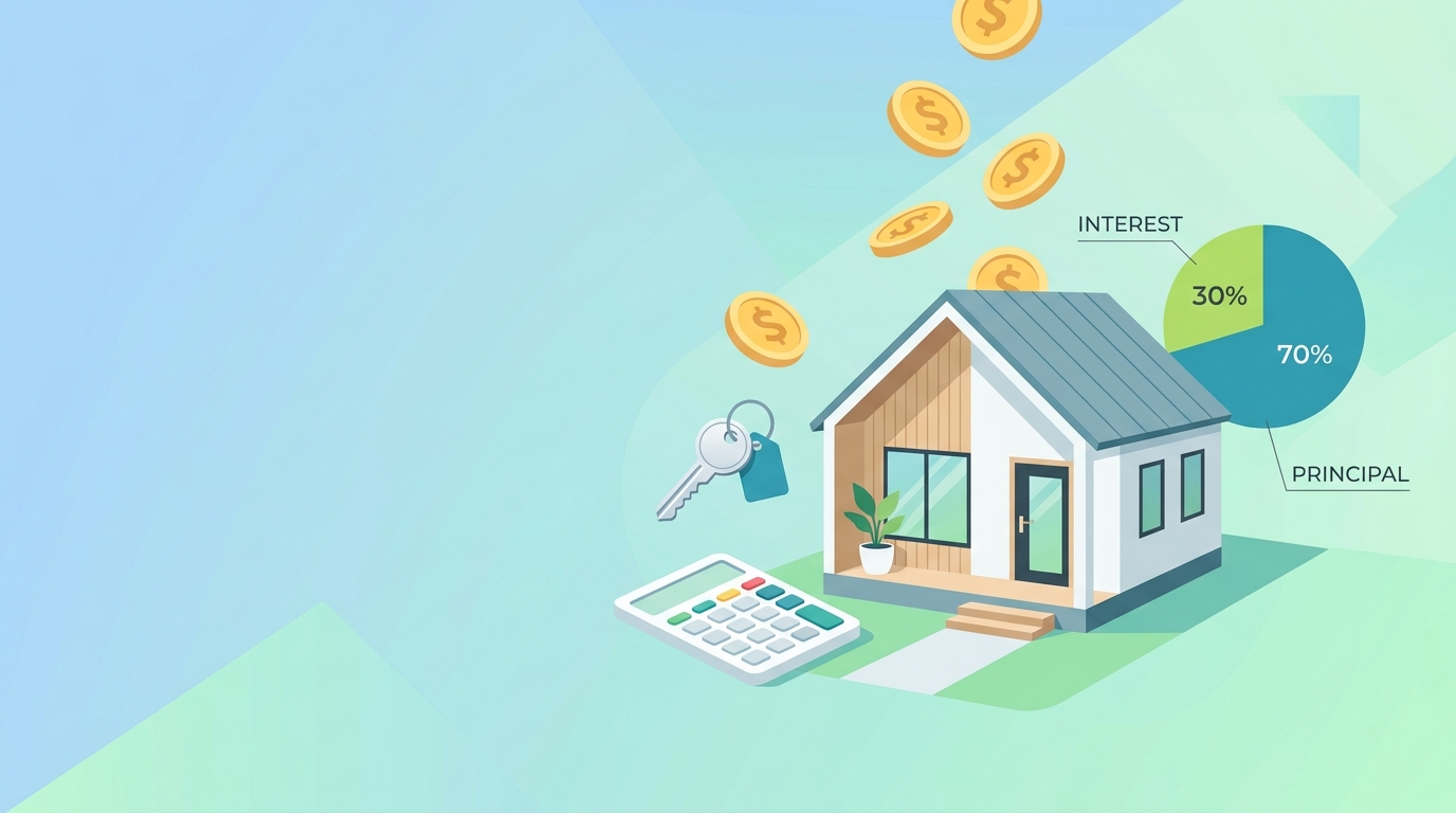 House with calculator illustrating a home loan estimator