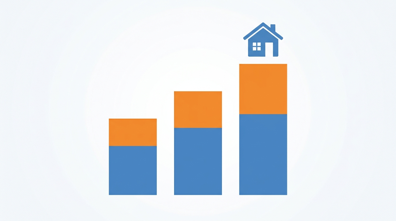 Bar chart showing principal and interest increasing as home loan interest rates rise