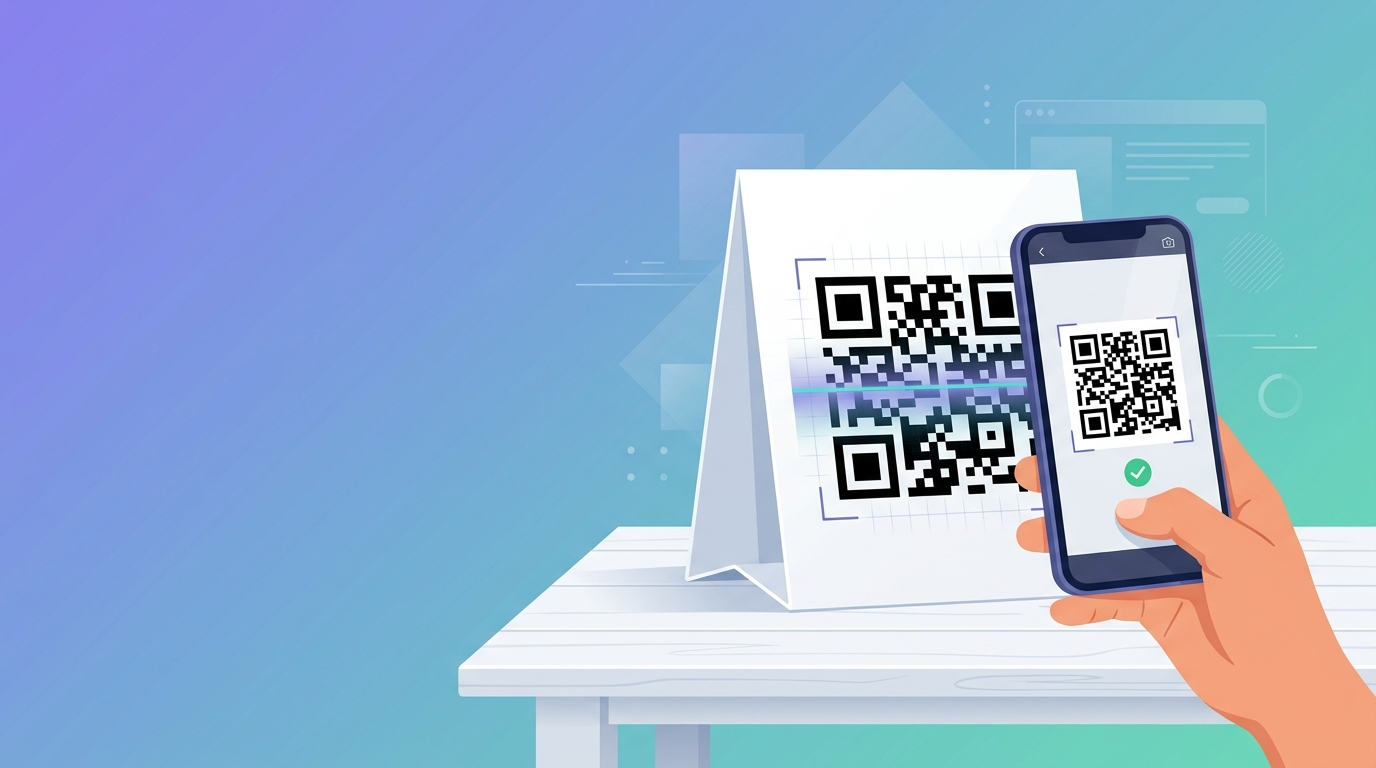 Smartphone scanning a QR code generated with a free QR barcode code generator